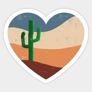 Heart Desert Cactus Minimalist Artwork Gift Sticker